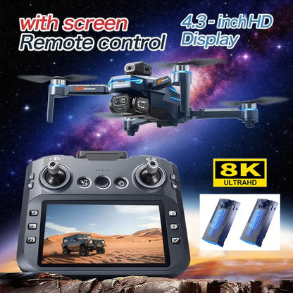 GT8 Drone 8K with Built-In Screen - Brushless Motor & LED Lights GT8 Drone with Screen 8K HD Camera WIFI Brushless Aerial photography quadcopter battery power display colourful lights RC dron