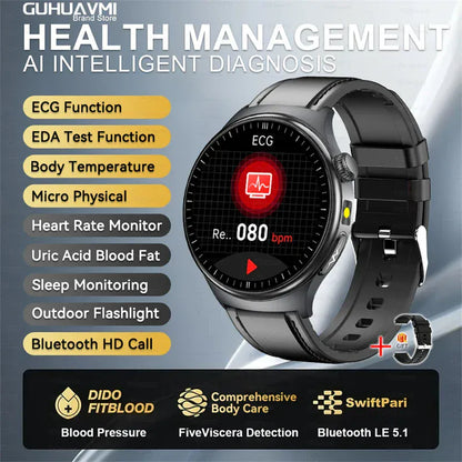 GUHUAVMI ECG Smart Watch – Blood Lipids, Uric Acid & Body Analysis | Wahooly GUHUAVMI ECG Health Smart Watch – Blood Lipids, Uric Acid & Body Analysis