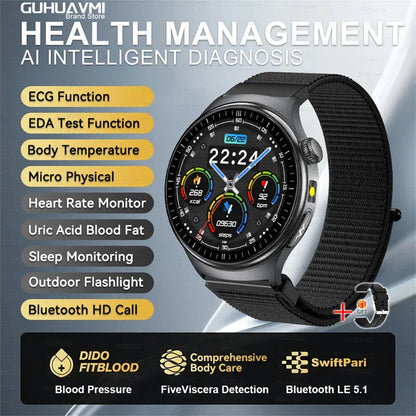 GUHUAVMI ECG Smart Watch – Blood Lipids, Uric Acid & Body Analysis | Wahooly GUHUAVMI ECG Health Smart Watch – Blood Lipids, Uric Acid & Body Analysis