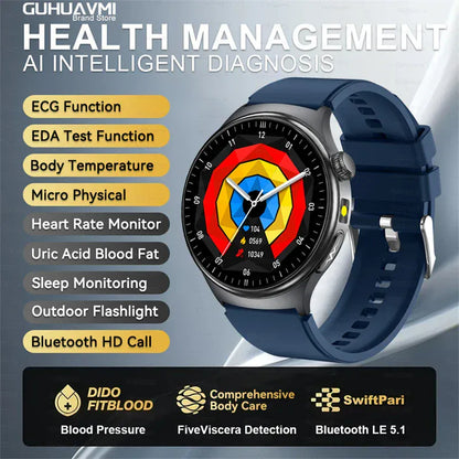 GUHUAVMI ECG Smart Watch – Blood Lipids, Uric Acid & Body Analysis | Wahooly GUHUAVMI ECG Health Smart Watch – Blood Lipids, Uric Acid & Body Analysis