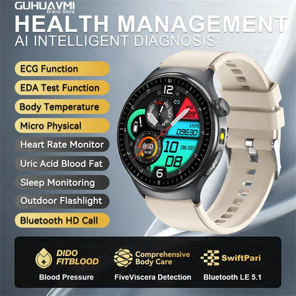 GUHUAVMI ECG Smart Watch – Blood Lipids, Uric Acid & Body Analysis | Wahooly GUHUAVMI ECG Health Smart Watch – Blood Lipids, Uric Acid & Body Analysis