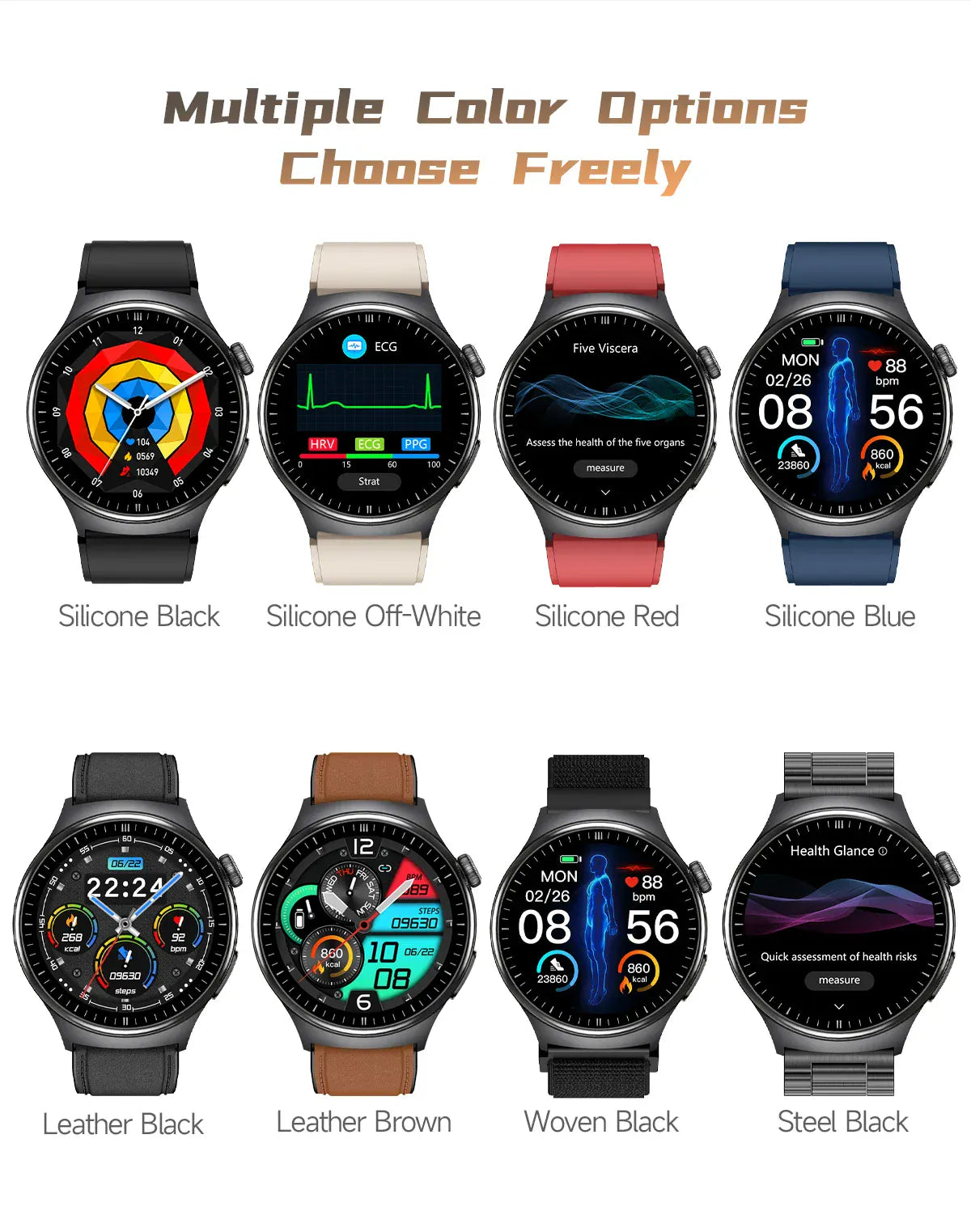 GUHUAVMI ECG Smart Watch – Blood Lipids, Uric Acid & Body Analysis | Wahooly GUHUAVMI ECG Health Smart Watch – Blood Lipids, Uric Acid & Body Analysis