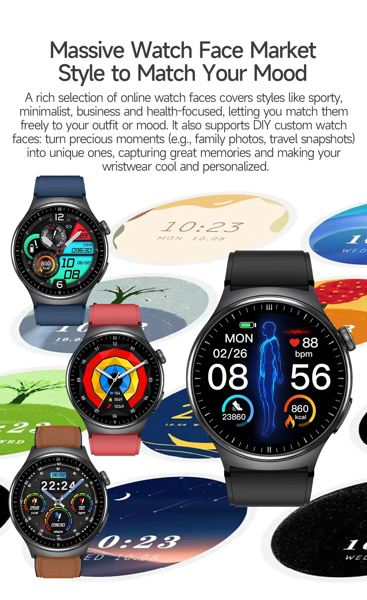GUHUAVMI ECG Smart Watch – Blood Lipids, Uric Acid & Body Analysis | Wahooly GUHUAVMI ECG Health Smart Watch – Blood Lipids, Uric Acid & Body Analysis