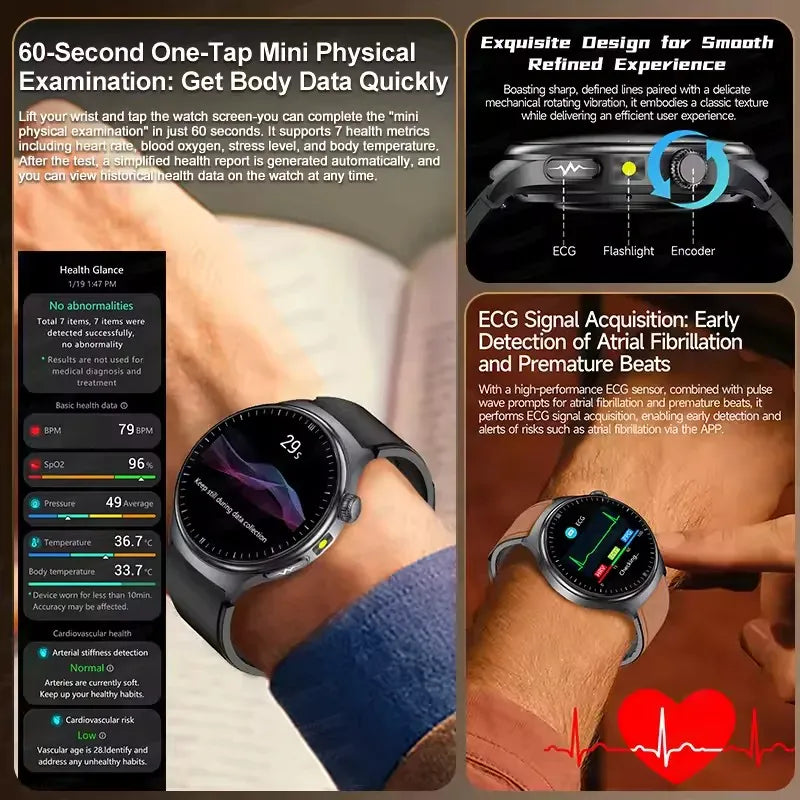 GUHUAVMI ECG Smart Watch – Blood Lipids, Uric Acid & Body Analysis | Wahooly GUHUAVMI ECG Health Smart Watch – Blood Lipids, Uric Acid & Body Analysis