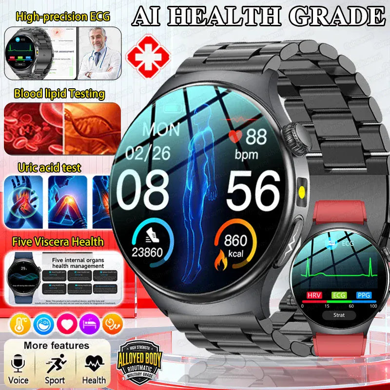 GUHUAVMI ECG Smart Watch – Blood Lipids, Uric Acid & Body Analysis | Wahooly GUHUAVMI ECG Health Smart Watch – Blood Lipids, Uric Acid & Body Analysis