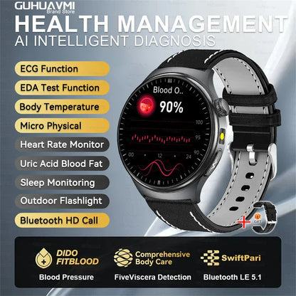 GUHUAVMI ECG Smart Watch – Blood Lipids, Uric Acid & Body Analysis | Wahooly GUHUAVMI ECG Health Smart Watch – Blood Lipids, Uric Acid & Body Analysis