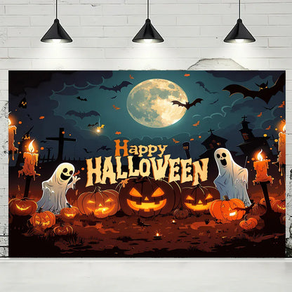 Halloween Banner – Full Moon Witch Pumpkin Bat Outdoor Decoration | 9 Sizes Halloween Banner – Full Moon Witch, Pumpkin & Bat Design | No Power Required | 9 Sizes