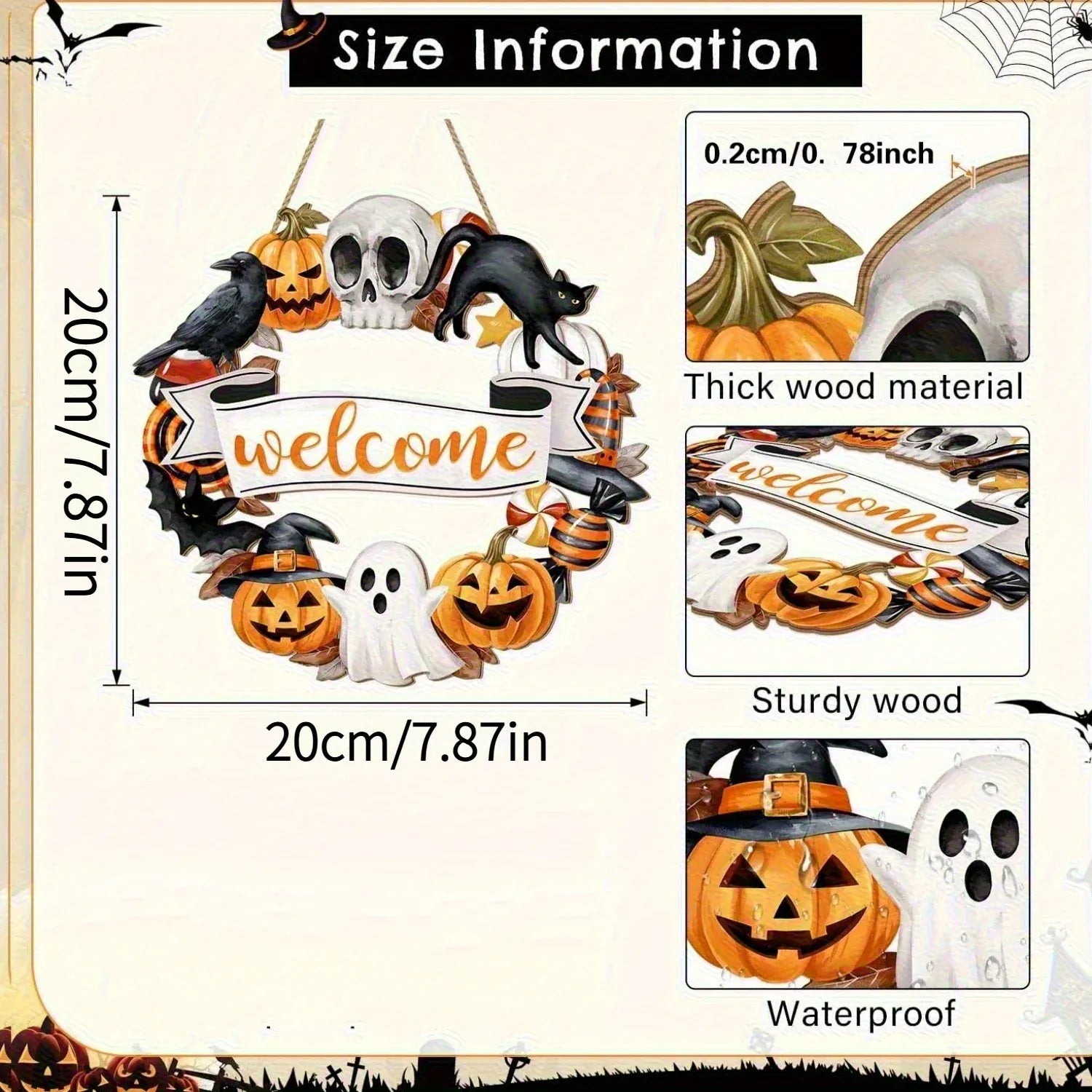 Halloween Black Cat Wooden Sign – Spooky Decorative Plaque for Home & Porch Halloween Black Cat Wooden Sign – Spooky 2D Decorative Plaque for Home & Porch