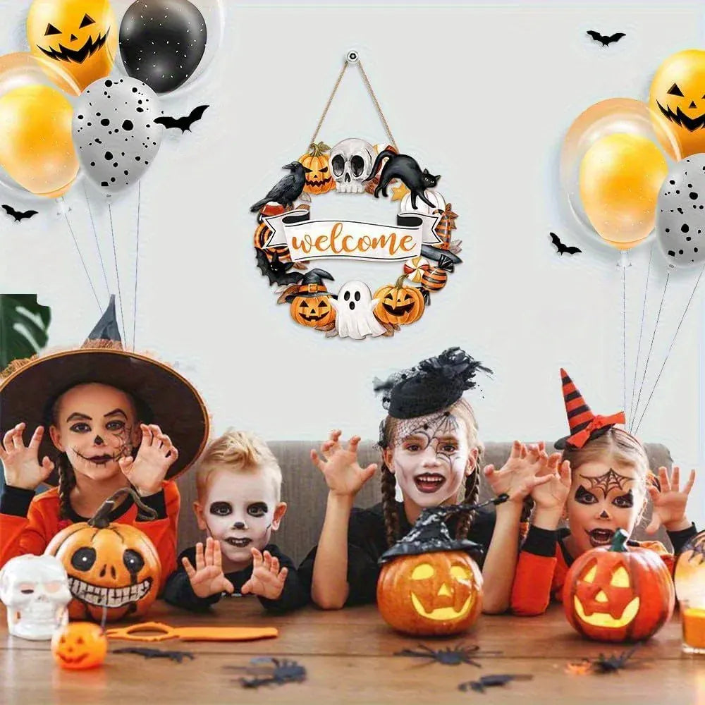 Halloween Black Cat Wooden Sign – Spooky Decorative Plaque for Home & Porch Halloween Black Cat Wooden Sign – Spooky 2D Decorative Plaque for Home & Porch