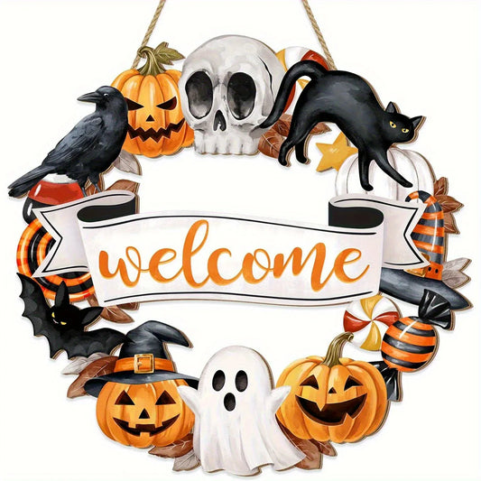 Halloween Black Cat Wooden Sign – Spooky Decorative Plaque for Home & Porch Halloween Black Cat Wooden Sign – Spooky 2D Decorative Plaque for Home & Porch