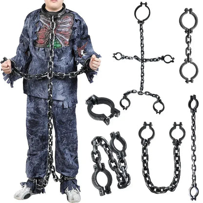 Halloween Costume Chain & Cuff Prop Set – Prisoner & Zombie Accessories Halloween Costume Chain & Cuff Prop Set – Plastic Prisoner & Zombie Accessories