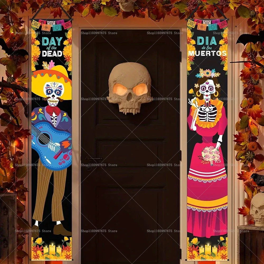 Halloween Decorations Dia De Los Muertos Porch Sign Banners Mexico Day of The Dead Hanging Banner for Indoor Outdoor Wall Decor Halloween Decorations Dia De Los Muertos Porch Sign Banners Mexico Day of The Dead Hanging Banner for Indoor Outdoor Wall Decor