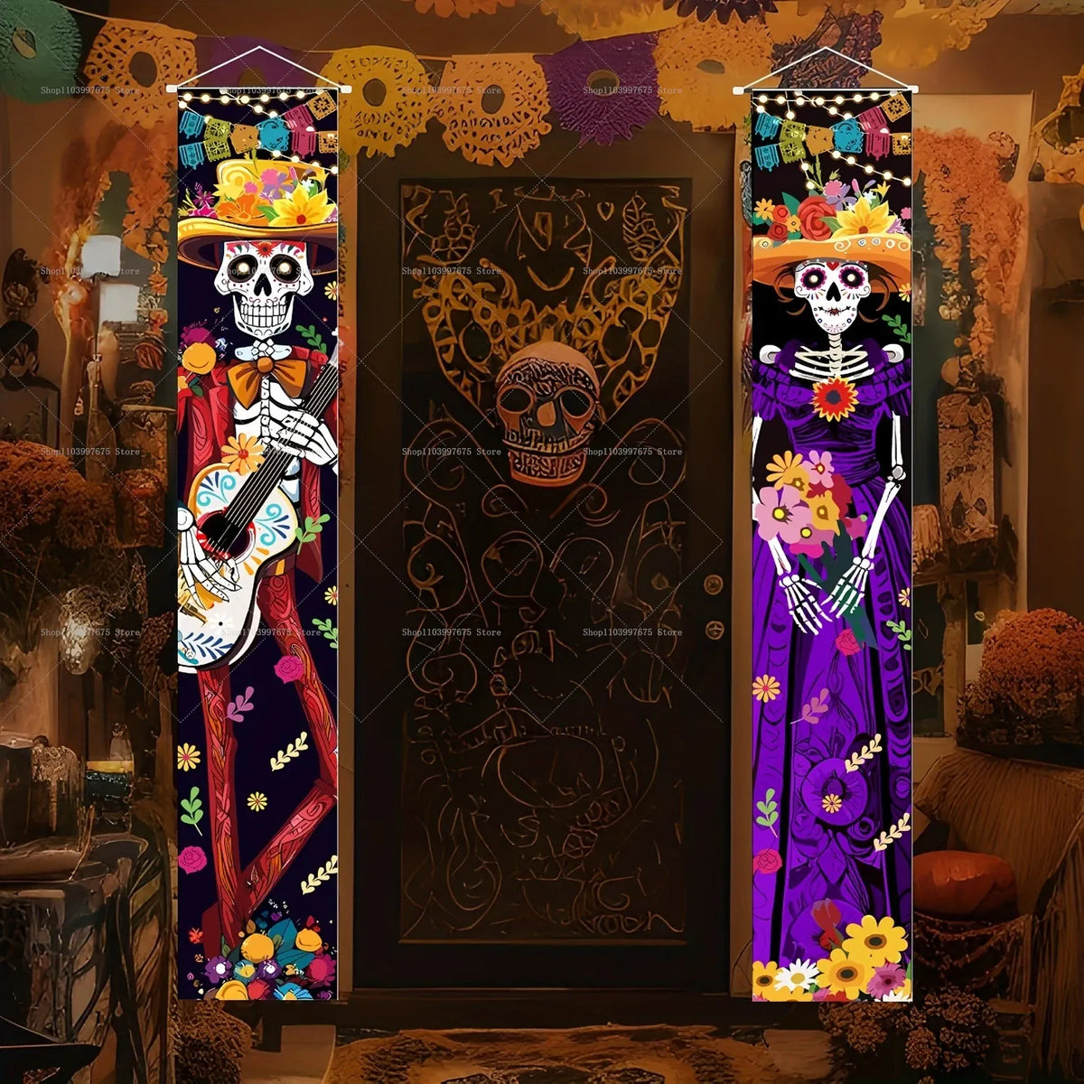 Halloween Decorations Dia De Los Muertos Porch Sign Banners Mexico Day of The Dead Hanging Banner for Indoor Outdoor Wall Decor Halloween Decorations Dia De Los Muertos Porch Sign Banners Mexico Day of The Dead Hanging Banner for Indoor Outdoor Wall Decor