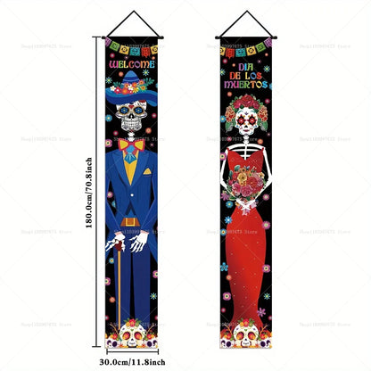 Halloween Decorations Dia De Los Muertos Porch Sign Banners Mexico Day of The Dead Hanging Banner for Indoor Outdoor Wall Decor Halloween Decorations Dia De Los Muertos Porch Sign Banners Mexico Day of The Dead Hanging Banner for Indoor Outdoor Wall Decor