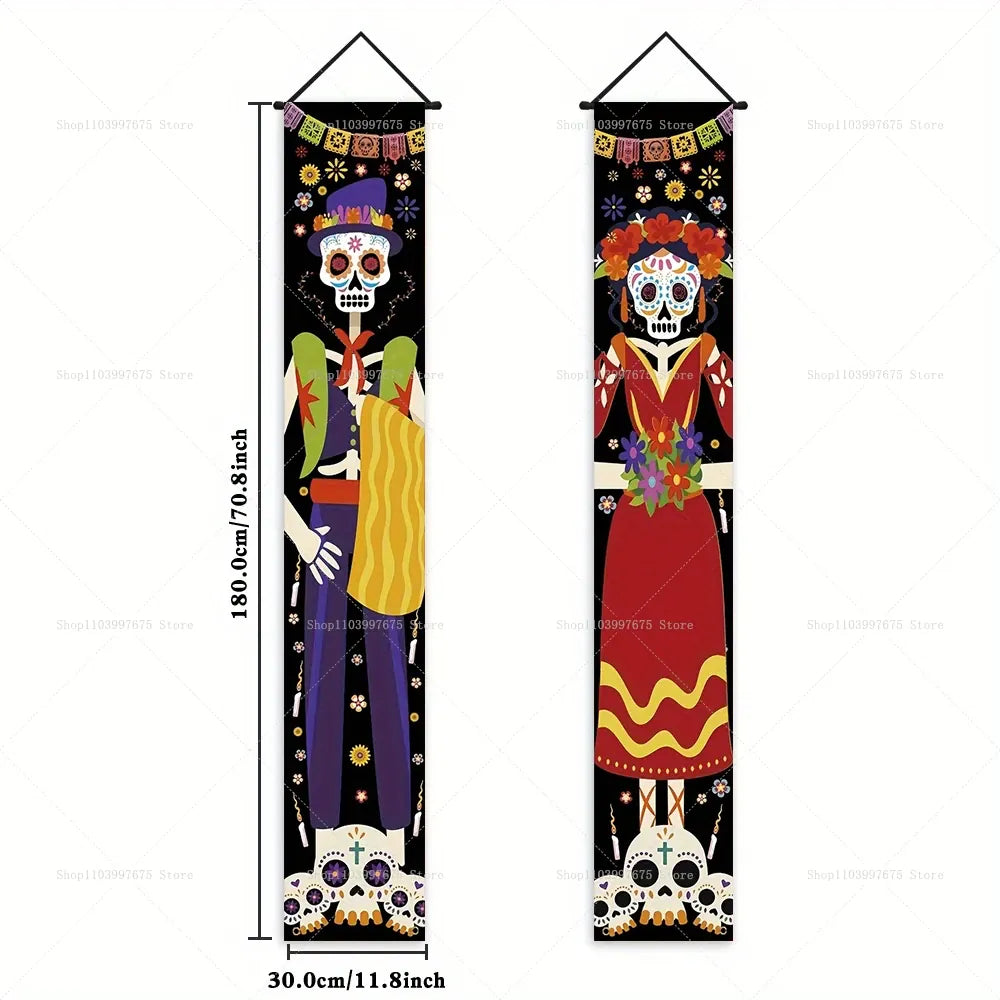 Halloween Decorations Dia De Los Muertos Porch Sign Banners Mexico Day of The Dead Hanging Banner for Indoor Outdoor Wall Decor Halloween Decorations Dia De Los Muertos Porch Sign Banners Mexico Day of The Dead Hanging Banner for Indoor Outdoor Wall Decor