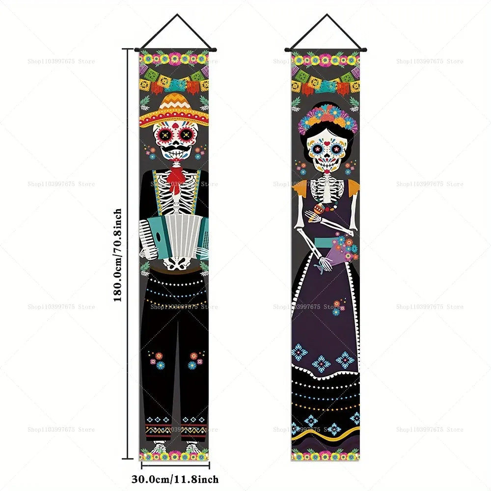 Halloween Decorations Dia De Los Muertos Porch Sign Banners Mexico Day of The Dead Hanging Banner for Indoor Outdoor Wall Decor Halloween Decorations Dia De Los Muertos Porch Sign Banners Mexico Day of The Dead Hanging Banner for Indoor Outdoor Wall Decor
