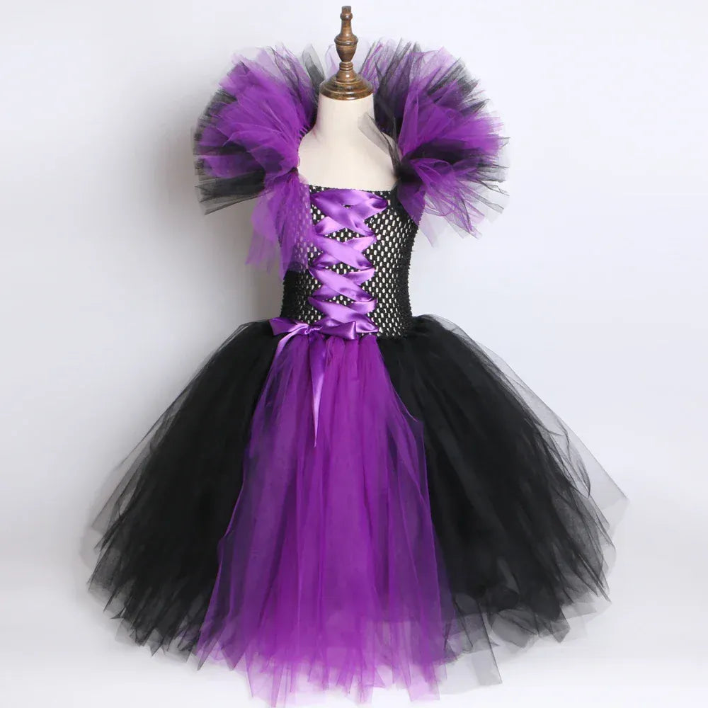 Halloween Evil Queen Costume for Kids Carnival Party Dress Up Outfit Purple Black Witch Costume for Girls Fancy Tulle Tutu Dress Halloween Evil Queen Costume for Kids Carnival Party Dress Up Outfit Purple Black Witch Costume for Girls Fancy Tulle Tutu Dress