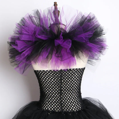 Halloween Evil Queen Costume for Kids Carnival Party Dress Up Outfit Purple Black Witch Costume for Girls Fancy Tulle Tutu Dress Halloween Evil Queen Costume for Kids Carnival Party Dress Up Outfit Purple Black Witch Costume for Girls Fancy Tulle Tutu Dress