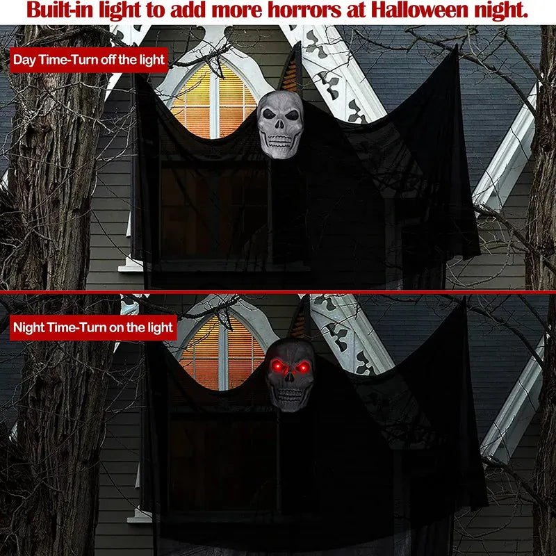 Halloween Hanging Ghost Decoration Scary Skeleton Ghost Spooky With Creepy Sound And Glowing Mask Home Outside Yard Halloween Hanging Ghost Decoration Scary Skeleton Ghost Spooky With Creepy Sound And Glowing Mask Home Outside Yard