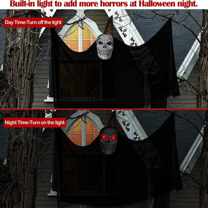 Halloween Hanging Ghost Decoration Scary Skeleton Ghost Spooky With Creepy Sound And Glowing Mask Home Outside Yard Halloween Hanging Ghost Decoration Scary Skeleton Ghost Spooky With Creepy Sound And Glowing Mask Home Outside Yard