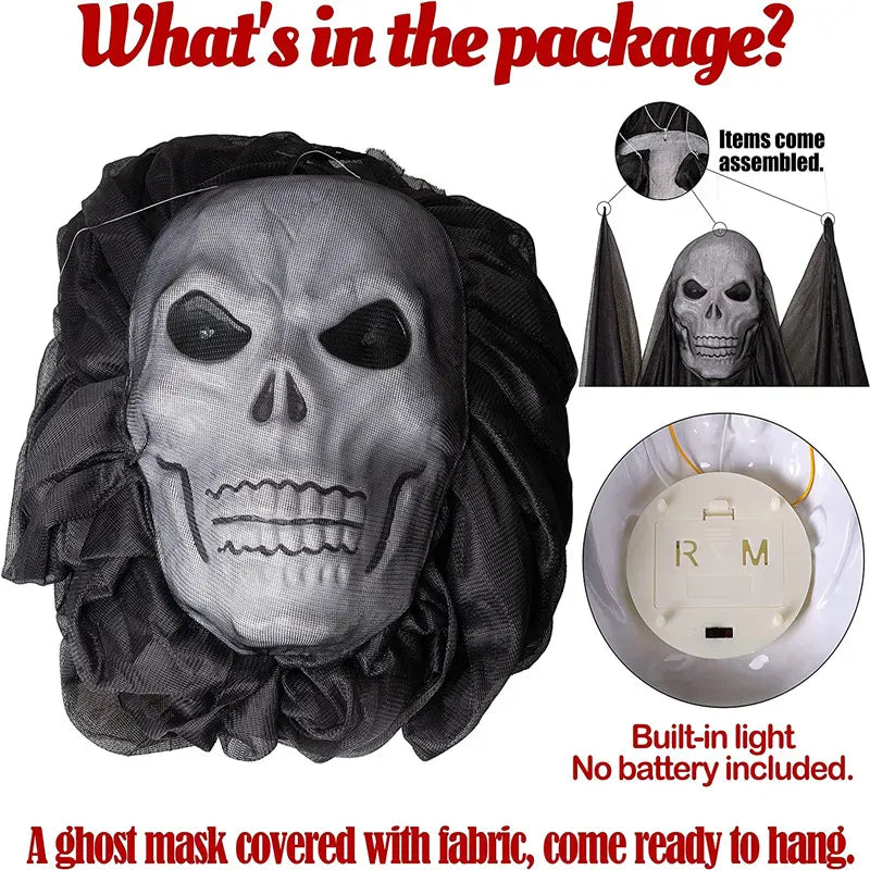Halloween Hanging Ghost Decoration Scary Skeleton Ghost Spooky With Creepy Sound And Glowing Mask Home Outside Yard Halloween Hanging Ghost Decoration Scary Skeleton Ghost Spooky With Creepy Sound And Glowing Mask Home Outside Yard