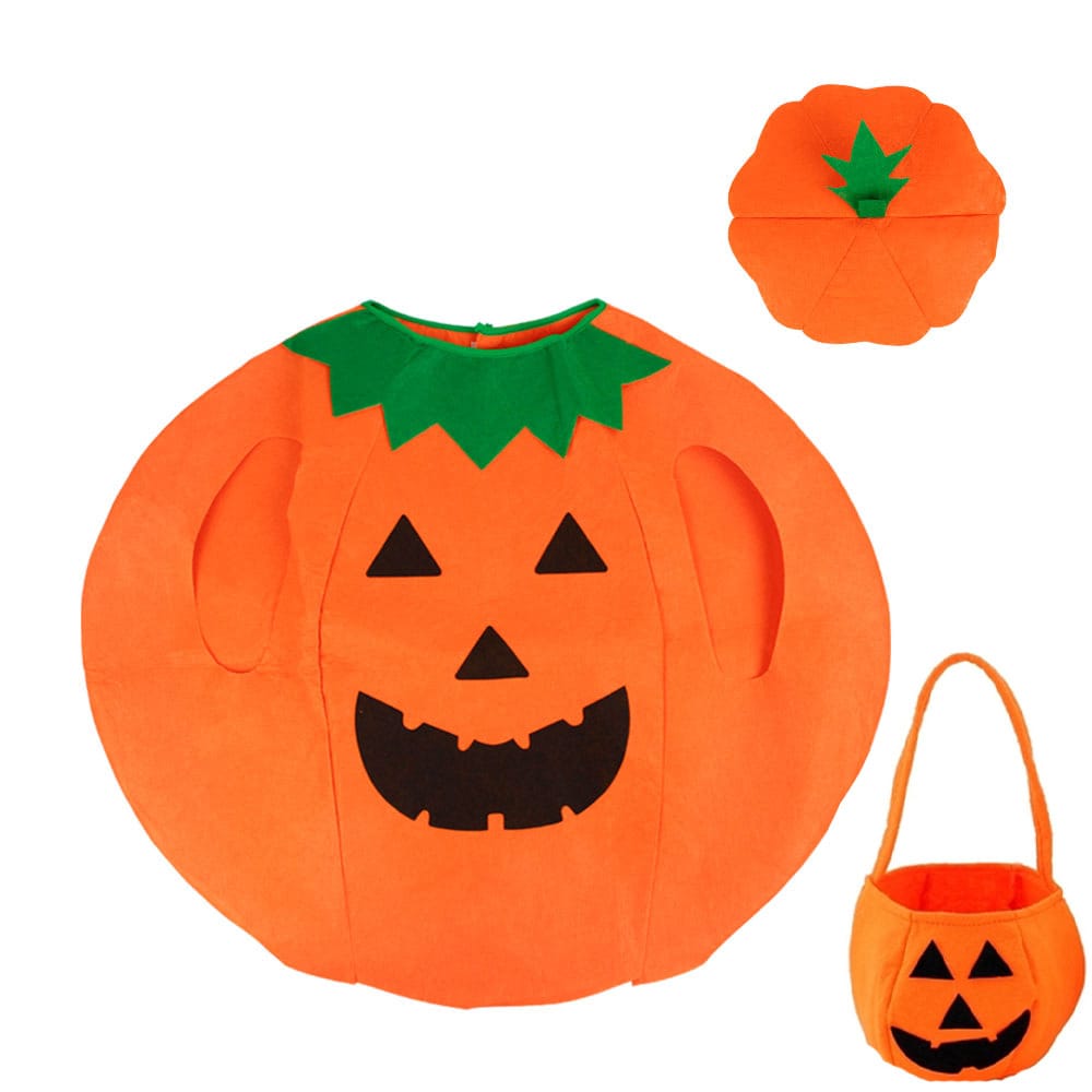Halloween Pumpkin Costume Set – Hat, Candy Bag & 6-Piece Bundle | Kids & Adults Halloween Pumpkin Costume Set – Cute Hat, Candy Bag & 6-Piece Bundle | Kids & Adults