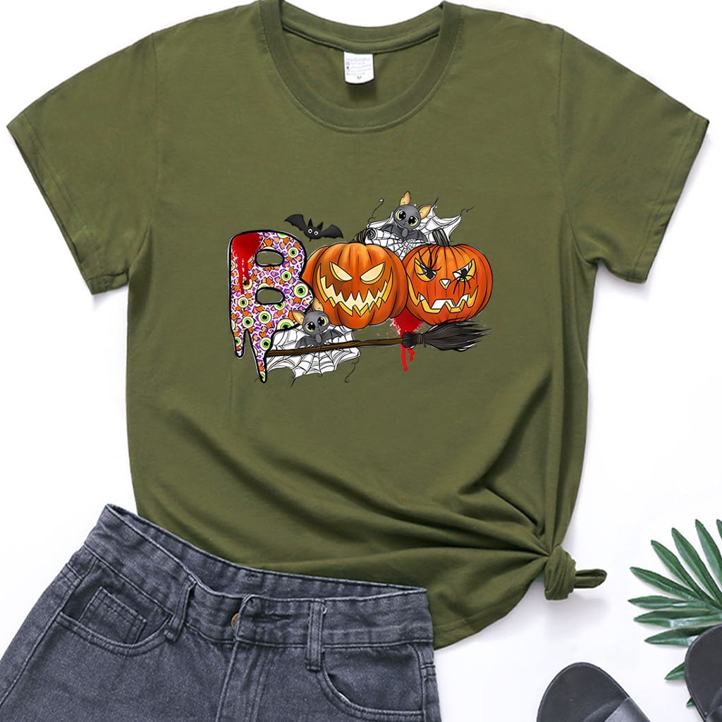 Halloween Pumpkin Print T-Shirt | 20 Colors, Unisex Sizes S–XXXL | $9.99 Halloween Pumpkin Print T-Shirt – Unisex Short Sleeve Tee | 20 Colors, S–XXXL