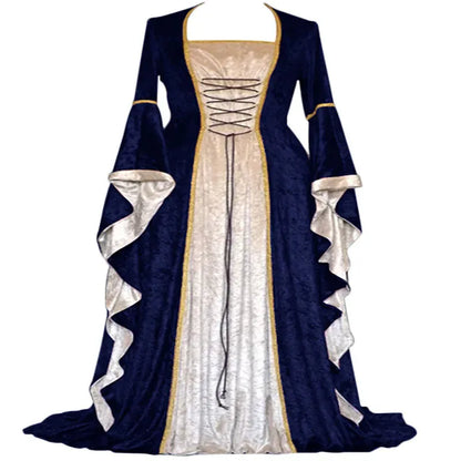 Medieval Velvet Bell Sleeve Halloween Gown – Vintage Court Dress | Sizes S–XXXL Halloween Velvet Bell Sleeve Dress – Medieval European Court Vintage Gown | 5 Colors | Sizes S–XXXL