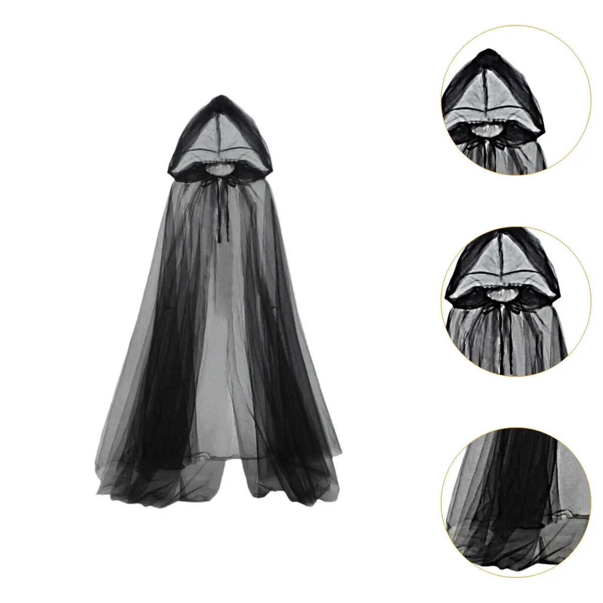 Halloween Witch Cloak with Hood Robe Cape for Adults Stage Show Themed Party Tulle Illusion Cape Halloween Cosplay Costume Halloween Witch Cloak with Hood Robe Cape for Adults Stage Show Themed Party Tulle Illusion Cape Halloween Cosplay Costume