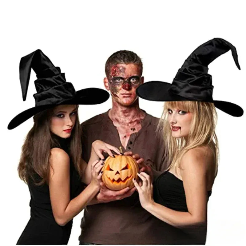 Halloween Witch Hat - Foldable Wizard Cosplay Headgear, Black Devil Cap for Adults Women Men, Party Costume & Decor Halloween Witch Hat - Foldable Wizard Cosplay Headgear, Black Devil Cap for Adults Women Men, Party Costume & Decor