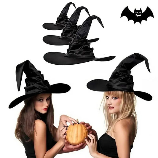 Halloween Witch Hat - Foldable Wizard Cosplay Headgear, Black Devil Cap for Adults Women Men, Party Costume & Decor Halloween Witch Hat - Foldable Wizard Cosplay Headgear, Black Devil Cap for Adults Women Men, Party Costume & Decor