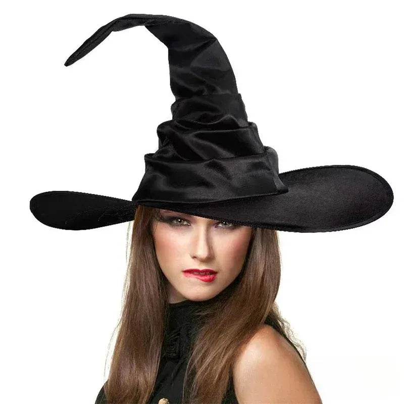 Halloween Witch Hat - Foldable Wizard Cosplay Headgear, Black Devil Cap for Adults Women Men, Party Costume & Decor Halloween Witch Hat - Foldable Wizard Cosplay Headgear, Black Devil Cap for Adults Women Men, Party Costume & Decor