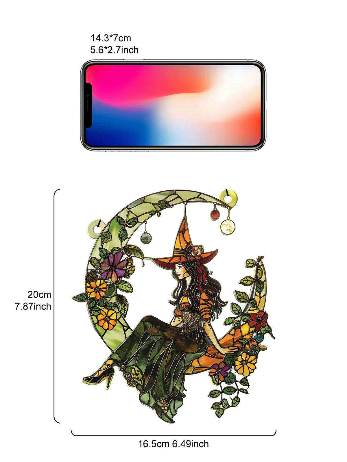 Halloween Witch Moon Suncatcher – Colorful Acrylic Window Decor Halloween Witch Moon Suncatcher – Colorful Acrylic Window Decoration