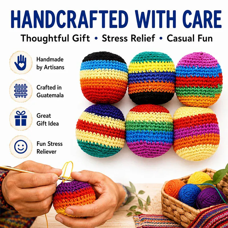Handmade Rainbow Crochet Hacky Sack 6-Pack – Shop Now | Wahooly Handmade Rainbow Crochet Hacky Sack Set – 6 Vibrant Balls, On Sale Now!
