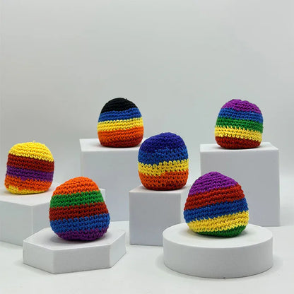 Handmade Rainbow Crochet Hacky Sack 6-Pack – Shop Now | Wahooly Handmade Rainbow Crochet Hacky Sack Set – 6 Vibrant Balls, On Sale Now!