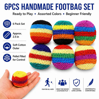 Handmade Rainbow Crochet Hacky Sack 6-Pack – Shop Now | Wahooly Handmade Rainbow Crochet Hacky Sack Set – 6 Vibrant Balls, On Sale Now!