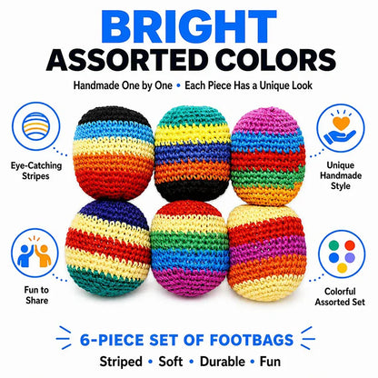 Handmade Rainbow Crochet Hacky Sack 6-Pack – Shop Now | Wahooly Handmade Rainbow Crochet Hacky Sack Set – 6 Vibrant Balls, On Sale Now!