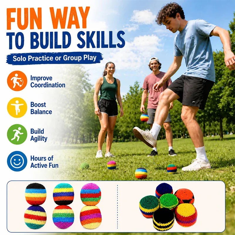 Handmade Rainbow Crochet Hacky Sack 6-Pack – Shop Now | Wahooly Handmade Rainbow Crochet Hacky Sack Set – 6 Vibrant Balls, On Sale Now!