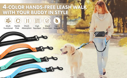 Hands-Free Bungee Dog Leash with Zipper Pouch & Dual Handles | Wahooly Hands-Free Bungee Dog Leash with Zipper Pouch & Dual Padded Handles – Walk, Jog & Run