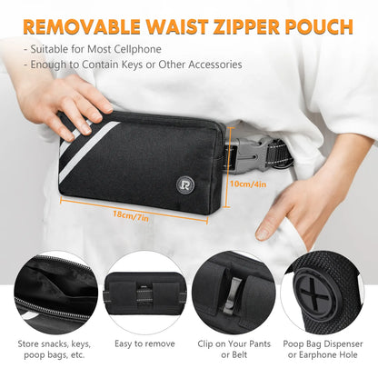 Hands-Free Bungee Dog Leash with Zipper Pouch & Dual Handles | Wahooly Hands-Free Bungee Dog Leash with Zipper Pouch & Dual Padded Handles – Walk, Jog & Run