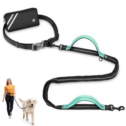 Hands-Free Bungee Dog Leash with Zipper Pouch & Dual Handles | Wahooly Hands-Free Bungee Dog Leash with Zipper Pouch & Dual Padded Handles – Walk, Jog & Run