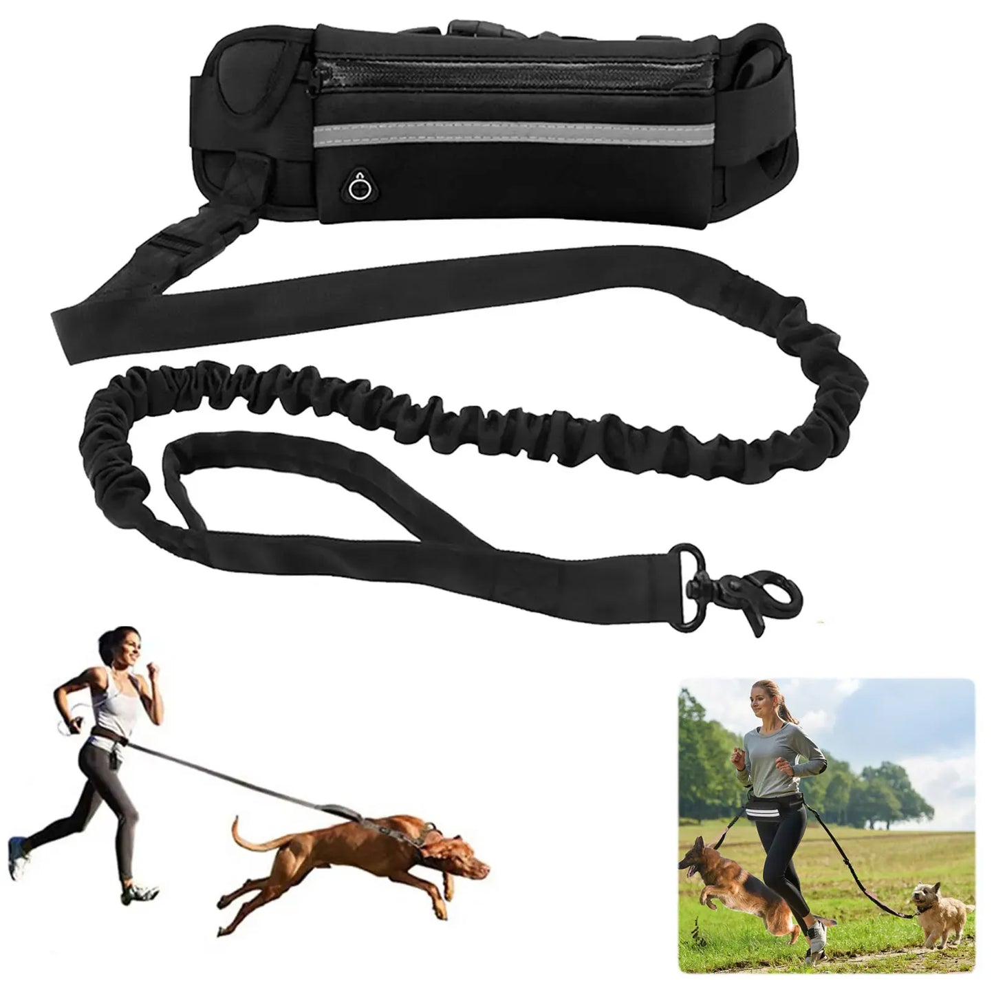 Hands-Free Retractable Dog Leash with Waist Bag & Reflective Safety | Wahooly Hands-Free Retractable Dog Leash with Reflective Safety & Waist Bag