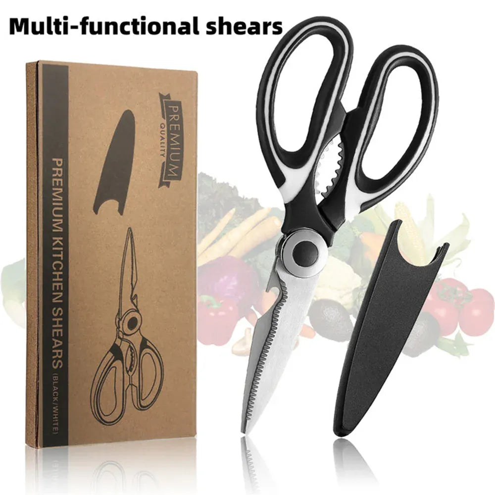 Heavy-Duty Kitchen Scissors | Stainless Steel Multi-Purpose Shears — Wahooly Heavy-Duty Kitchen Scissors | Multi-Purpose Stainless Steel Shears for Meat, Poultry, Fish & Vegetables