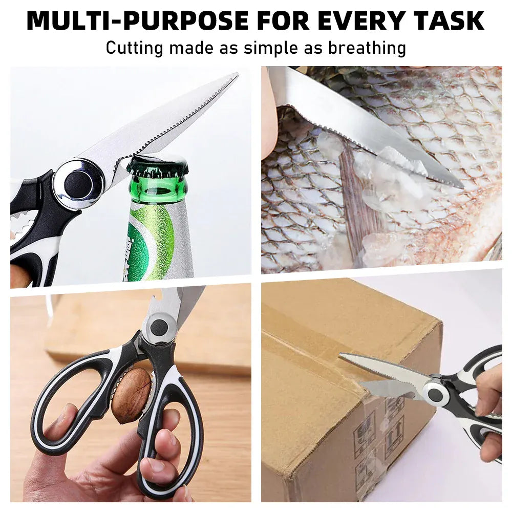 Heavy-Duty Kitchen Scissors | Stainless Steel Multi-Purpose Shears — Wahooly Heavy-Duty Kitchen Scissors | Multi-Purpose Stainless Steel Shears for Meat, Poultry, Fish & Vegetables