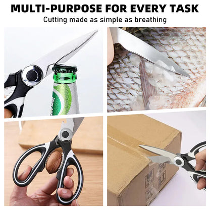 Heavy-Duty Kitchen Scissors | Stainless Steel Multi-Purpose Shears — Wahooly Heavy-Duty Kitchen Scissors | Multi-Purpose Stainless Steel Shears for Meat, Poultry, Fish & Vegetables