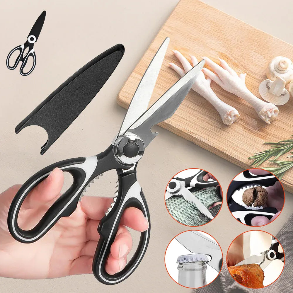 Heavy-Duty Kitchen Scissors | Stainless Steel Multi-Purpose Shears — Wahooly Heavy-Duty Kitchen Scissors | Multi-Purpose Stainless Steel Shears for Meat, Poultry, Fish & Vegetables