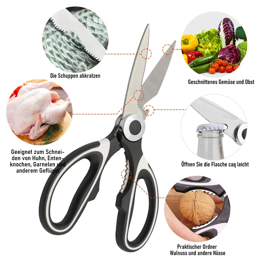 Heavy-Duty Kitchen Scissors | Stainless Steel Multi-Purpose Shears — Wahooly Heavy-Duty Kitchen Scissors | Multi-Purpose Stainless Steel Shears for Meat, Poultry, Fish & Vegetables