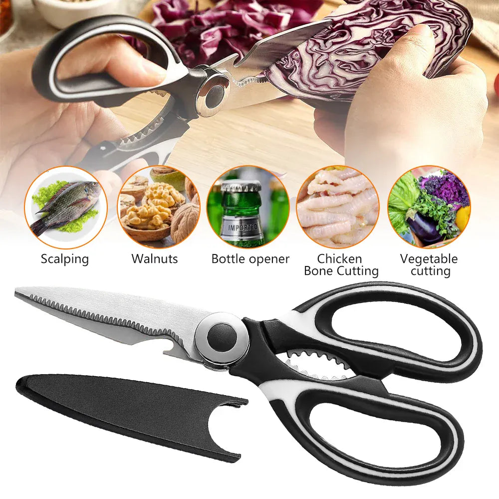 Heavy-Duty Kitchen Scissors | Stainless Steel Multi-Purpose Shears — Wahooly Heavy-Duty Kitchen Scissors | Multi-Purpose Stainless Steel Shears for Meat, Poultry, Fish & Vegetables
