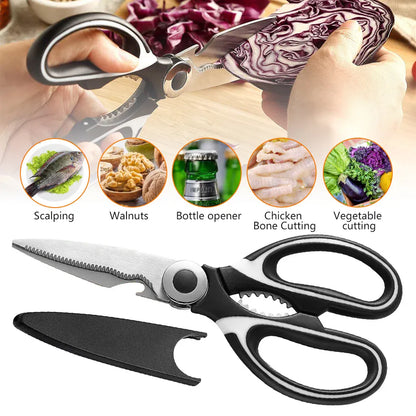 Heavy-Duty Kitchen Scissors | Stainless Steel Multi-Purpose Shears — Wahooly Heavy-Duty Kitchen Scissors | Multi-Purpose Stainless Steel Shears for Meat, Poultry, Fish & Vegetables
