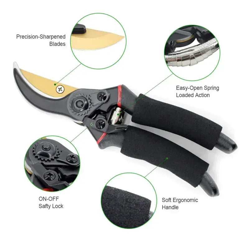 Heavy-Duty Pruning Shears — Sharp Garden Secateurs | Wahooly Heavy-Duty Pruning Shears — Sharp Alloy Steel Secateurs for Branches, Flowers & Fruit Trees